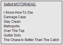 Setlist Mot&ouml;rhead